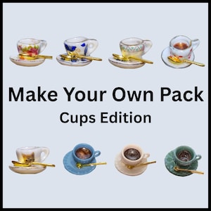 Mini Cup Hinge Head Pack , Custom Set of 3–20 Magnetic Resin Tea, Coffee Cups , Mix & Match Door Toppers , Cute Gift Home Hardware Decor