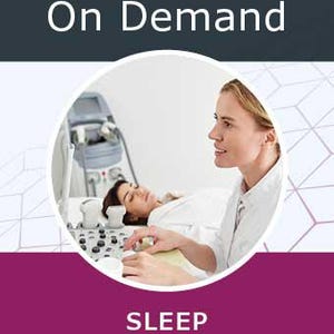 May include: An image with the text "CHEST Board Review On Demand" at the top. A woman in a white coat is performing a medical procedure on a patient. The words "SLEEP MEDICINE" are at the bottom of the image.