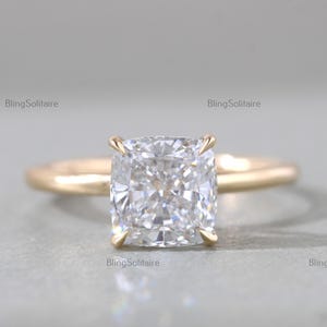 2.50 CT Cushion Cut Lab Grown Diamond Solitaire Ring, 14K Solid Yellow Gold HPHT Diamond Ring, Certified Jewelry Proposal Ring, Gift For Her