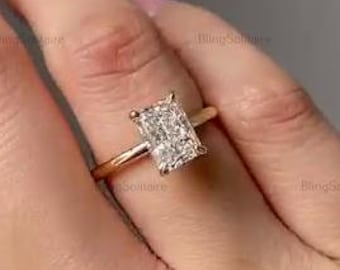 2.50 CT Radiant Cut IGI Certified Diamond Solitaire Ring, 14K Solid Yellow Gold Lab Created Diamond Engagement Ring, Women&#39;s Jewelry Ring