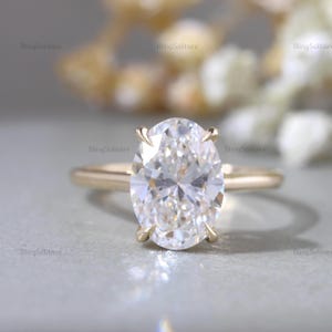 3.50 CT Oval Cut Lab Created Diamond Solitaire Ring, 14K Solid Yellow Gold CVD Diamond Engagement Ring, Certified Jewelry Women Ring For Her