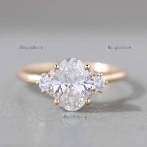 Oval Cut Diamond Cluster Wedding Ring, Lab Grown Diamond Engagement Ring, 10K Solid Yellow Gold Diamond Ring, Anniversary Gift For Women