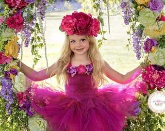 Woodland fairy tutu dress size 6 fuschia fairy dress short style