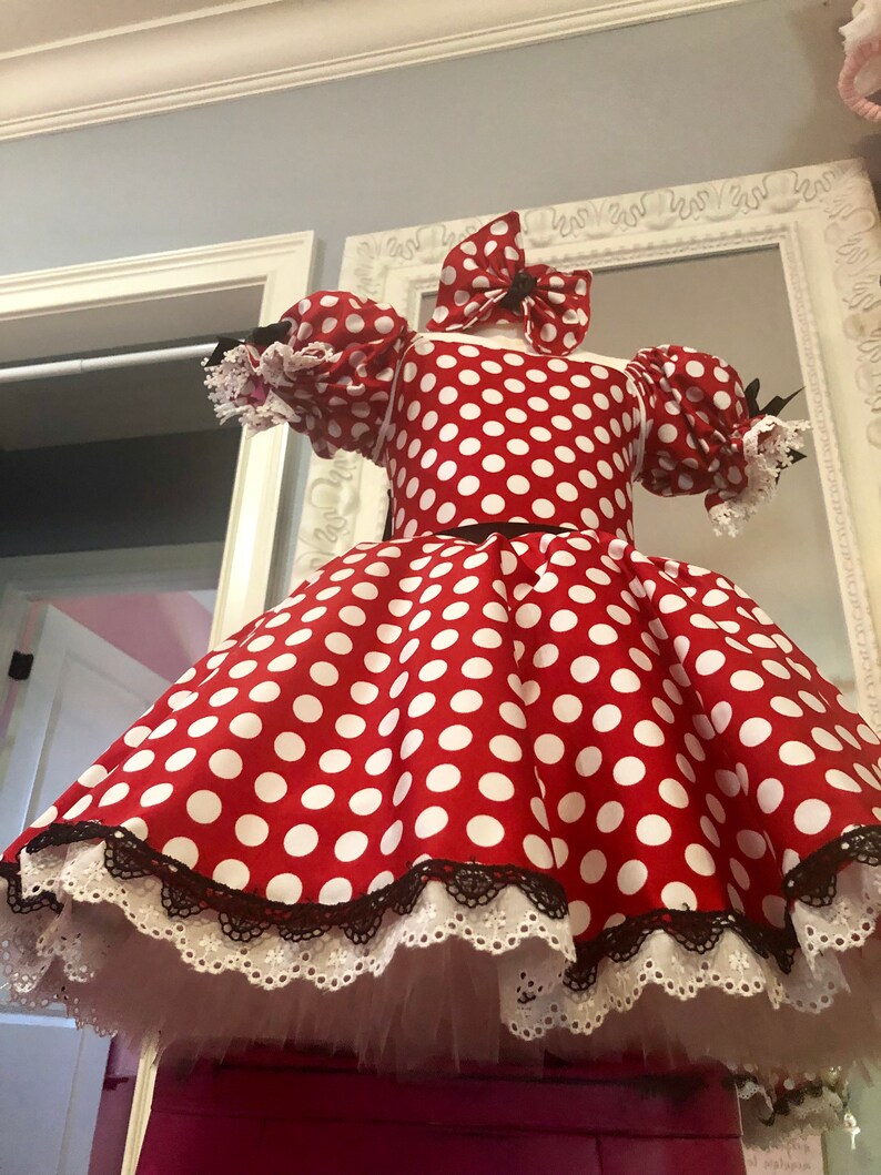 Minnie inspiré robe rouge à pois taille 5 style court - Etsy France