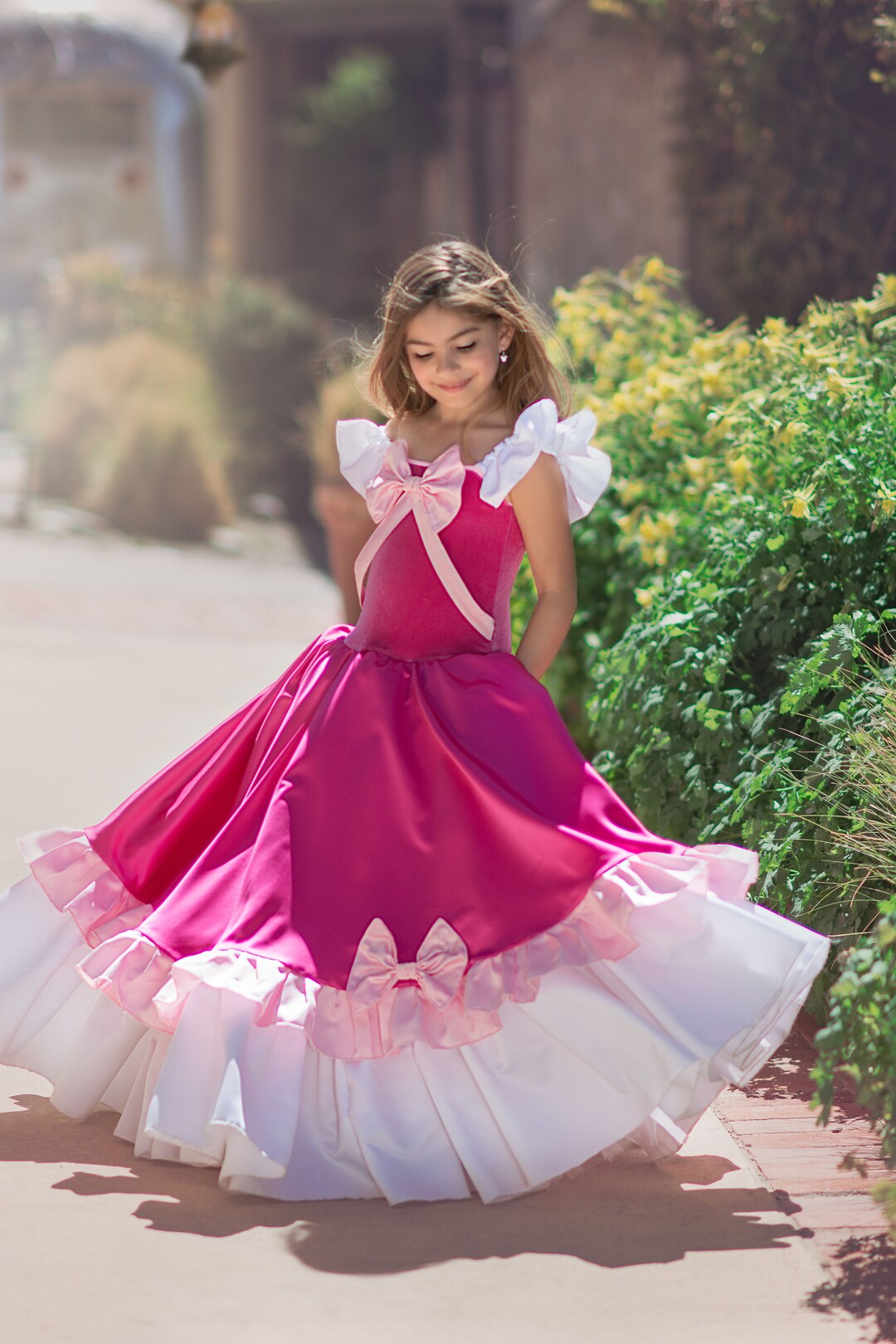 party pink dresses for women Hot Pink Organza Surplice-Neck Short Party Dress with Ruffles – Modsele