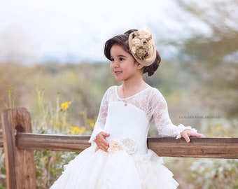 Ivory ruffles and Lace Flower girl dress ballgown style size 5