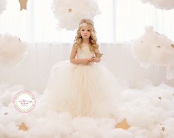 Ivory sequin tutu dress size 4t flower girl