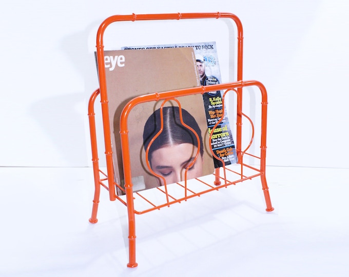 Vintage Retro Orange Metal Magazine Rack - Etsy