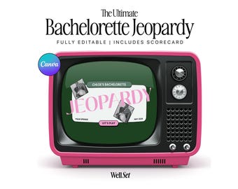Bearbeitbares Bachelorette Jeopardy Spiel, Canva Vorlage (Digitaler Download)