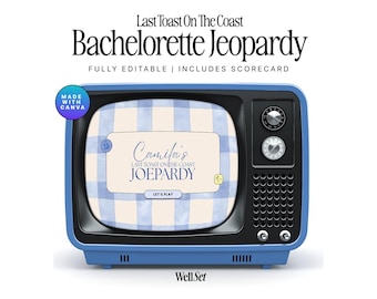 Bachelorette Jeopardy Game, Editable Canva Template (Digital Download)