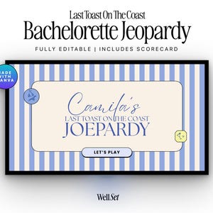 Coastal Bachelorette Jeopardy, Game Template, Editable Canva PowerPoint, Fun Bridal Party Game for Girls Night, Hen Do Activities