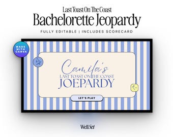 Coastal Bachelorette Jeopardy, Game Template, Editable Canva PowerPoint, Fun Bridal Party Game for Girls Night, Hen Do Activities