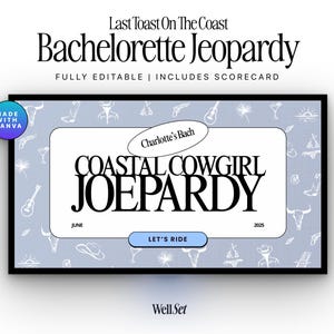 Coastal Bachelorette Jeopardy, Game Template, Editable Canva PowerPoint, Fun Bridal Party Game for Girls Night, Hen Do Activities