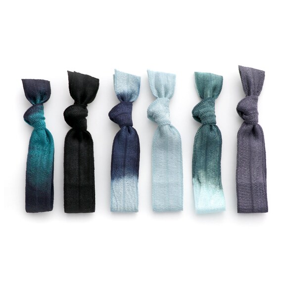 The Glacial Package Elastic Tie Dye Hair Ties In Blue And Etsy