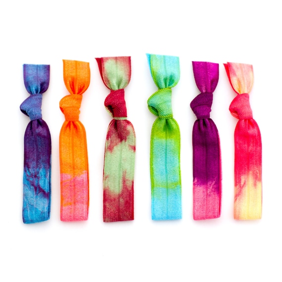 The Pool Party Tie Dye Hair Tie Package 6 Elastic Tie Dye Etsy