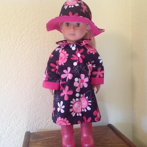 Raincoat, Rainhat, and Boots for 18&quot; doll