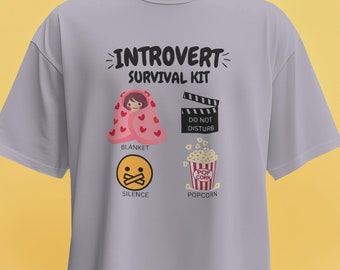 Kit de supervivencia para introvertidos, camiseta, regalo para ella, regalo para personas antisociales