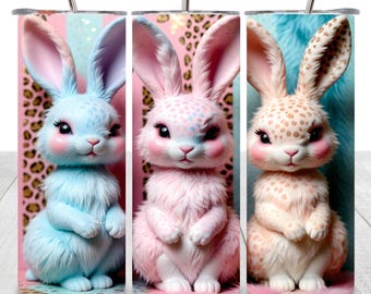 Lindo vaso con forma de conejito de Pascua, diseño de sublimación de vaso delgado de 20 oz con forma de conejito de Pascua PNG, descarga de vaso de moda de feliz Pascua PNG