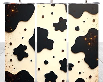 Envoltura de vaso de piel de vaca PNG Descarga digital instantánea, diseño de sublimación de país sin costuras de toro de vaquera brillante Descargas digitales