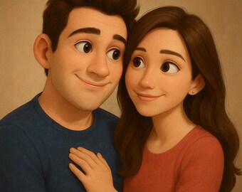 Retrato de dibujos animados estilo Pixar / Ilustración digital personalizada de parejas, familias y mascotas / Ilustración de regalo única