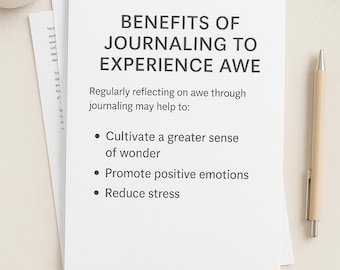 Cuaderno de ejercicios para experimentar el asombro / Diario de reflexión guiada y asombro / Gratitud imprimible en PDF