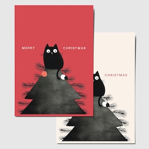 Carte de Noël imprimable, carte de joyeux Noël chats, carte de voeux de Noël 5 x 7, imprimables Noël en téléchargement numérique