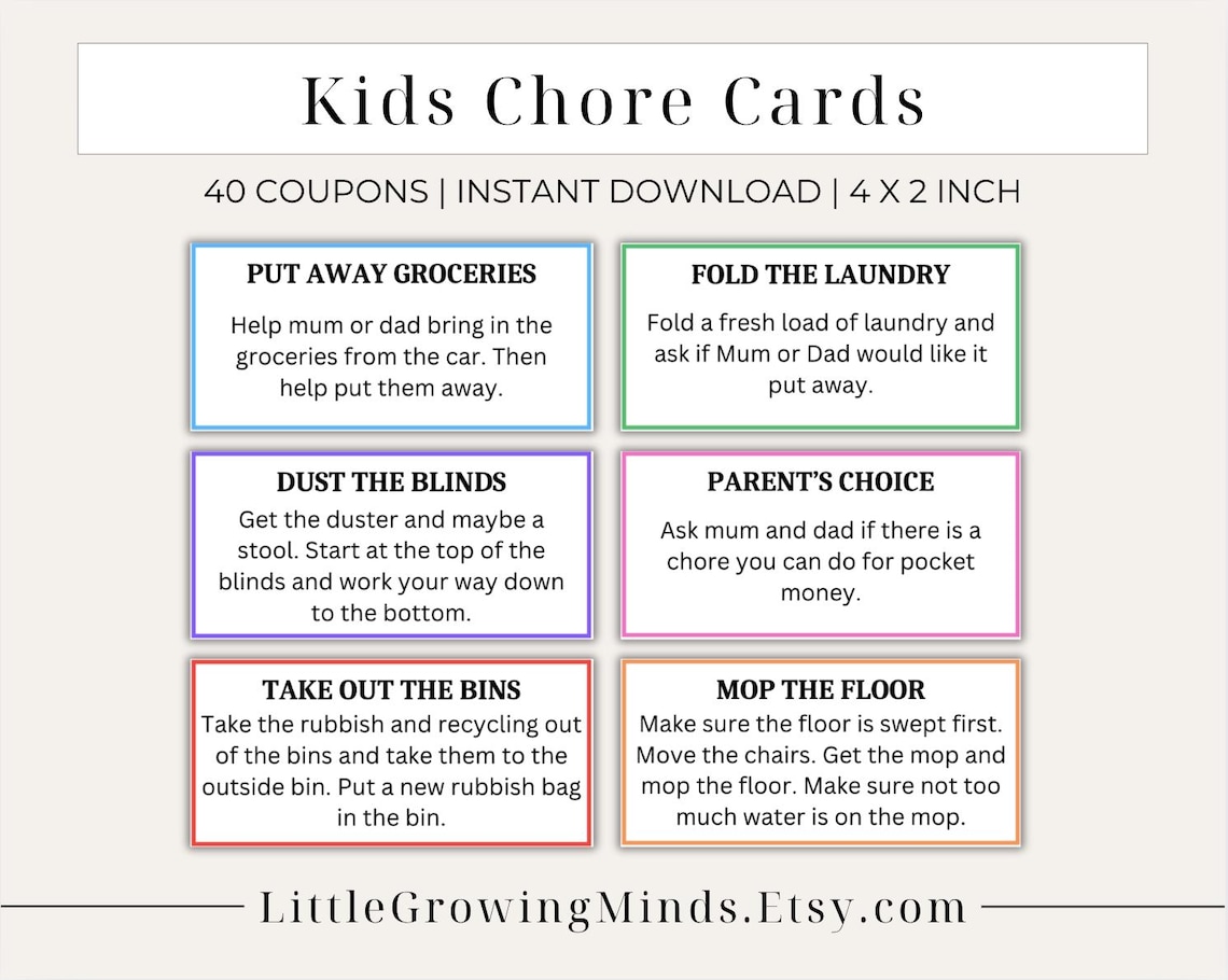 Editable Chore Cards for Kids | Printable Chore Cards | Chores for ...