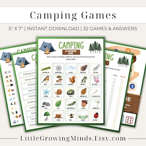 Camping Games | Camping Games Kids Families Adults | Camping Games Printable | Camping Activities | Camping Scavenger Hunt | Campfire Games