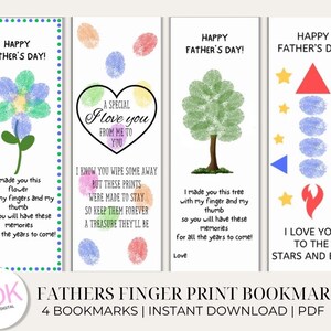 Marque-page pour la fête des pères d'empreintes digitales | Marque-page cadeau fête des pères | Marque-page d'anniversaire imprimable | Cadeau papa | Cadeau père | Téléchargement instantané