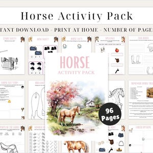 Paardenactiviteitenboek voor kinderen – afdrukbaar werkboek paardenkamp | Leuke werkbladen voor paardensport en leeractiviteiten voor paarden | Alles over paarden pdf