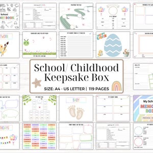 Kit scatola dei ricordi della scuola stampabile / Libro dei ricordi dell&#39;infanzia / Libro dei ricordi della scuola / Primo e ultimo giorno di scuola / Diario dei ricordi per bambini