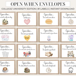 Open When Envelope Labels | College Students Gift | Open When Letter Labels | Open When Labels | College Student Open When | College Gift