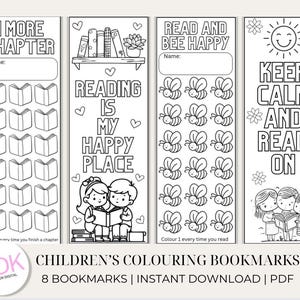 Marcadores de seguimiento de lectura / Marcadores de desafío de libros infantiles / Marcadores para colorear, Marcadores para colorear para niños / Juego de marcapáginas imprimible