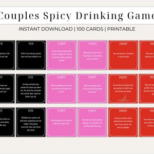 Printable Spicy Couple Drinking Card Game | Dirty Adult Game Cards | Couple Card Game | Dirty Couple Cards | Date Night Games