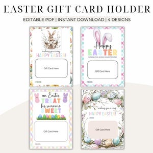 Porta tarjetas de regalo de Pascua / Porta tarjetas de regalo editables / Relleno para canastas de Pascua / Relleno para canastas de Pascua / Dinero de Pascua / Conejito de Pascua marrón
