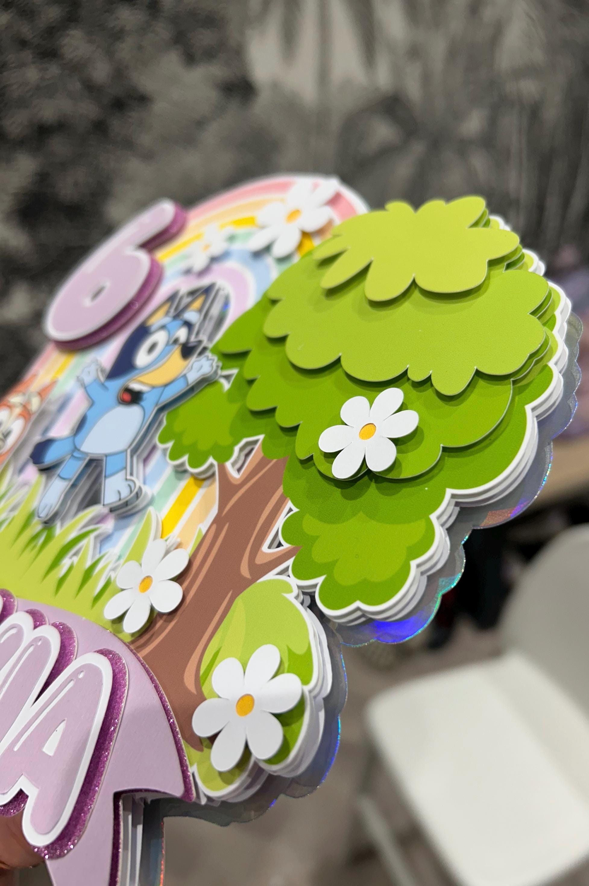 Bluey Bingo 3D Layered Custom Cake Topper Personalised