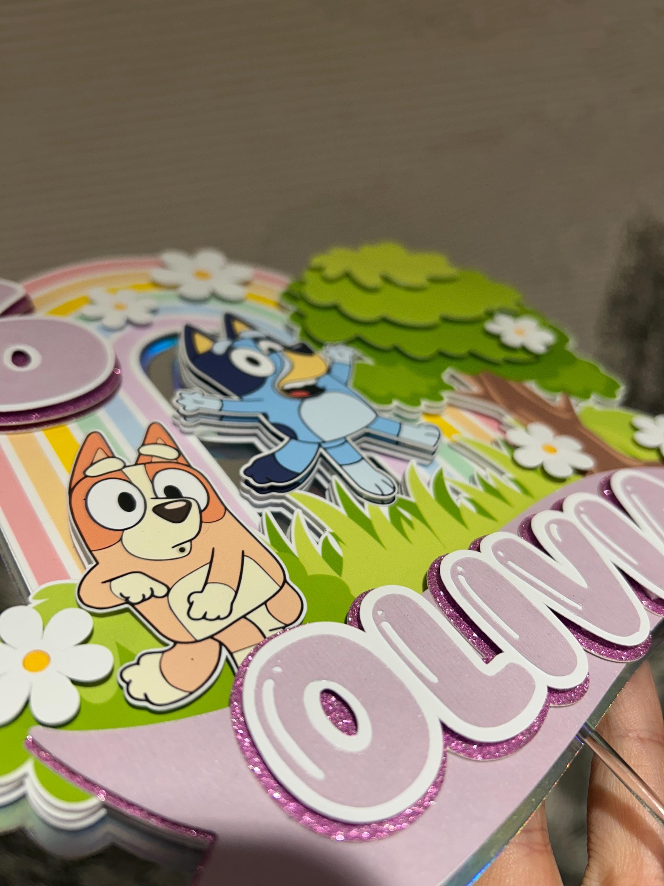 Bluey Bingo 3D Layered Custom Cake Topper Personalised