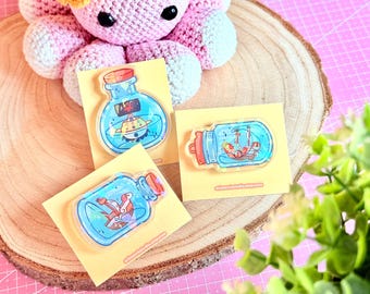 Ship in the Bottle Acrylic Pin | Pirate Ship Pins | Pirate Bottle Acrylic Pin