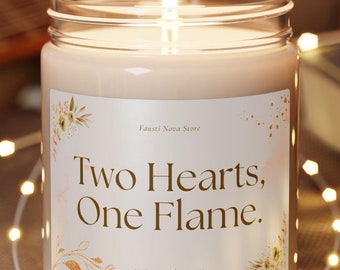 Two Hearts One Flame Candle - Romantic Wedding Gift - Scented Candle for Couples and Elegant Home Decor, Gift for Her