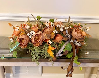 Extra Large Fall Dough Bowl Centerpiece | Luxury Autumn Floral Arrangement, Thanksgiving Decor