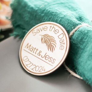 Personalized Wedding Save the Date Magnets - Custom Tropical Wooden Save the Date Magnets - wood invitation - wedding invite - personalised