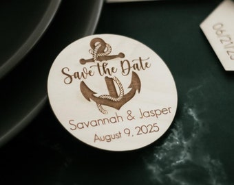 Nautical Save the Date Magnets - Custom  Wooden Anchor Wedding Invitations - Personalized Wedding Favors