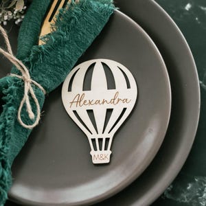 Personalisierte Heißluftballon Tischkarten - Benutzerdefinierte Namensschilder - Personalisierte Holz Tags