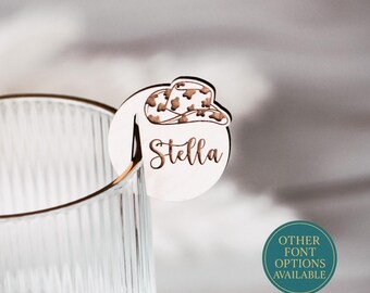Western Cowboy Hat Drink Tags - Rustic Glass Markers - Country Party Decorations - Rodeo or Barn Wedding Drink Markers - Bridal Shower Favor