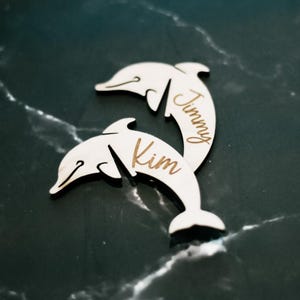 Delfin Getränkeanhänger - Personalisierte Holz Glas Marker - Strand Hochzeit Getränke Topper