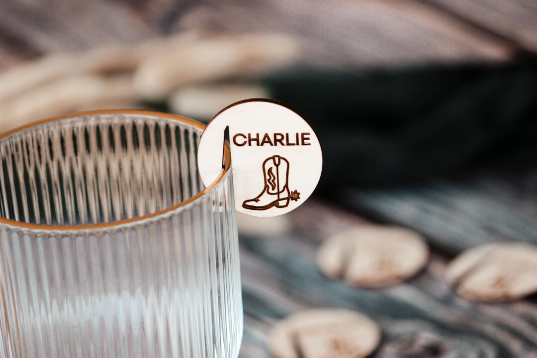 Custom Cowboy Boot Drink Tags - Personalized Western Wooden Barn ...