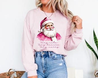 Vintage Pink Santa PNG | Coquette Christmas Sublimation (Digital Download)