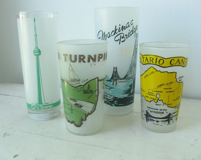 Vintage Souvenir Glass Tumbler Collection, Set of 4 Etsy