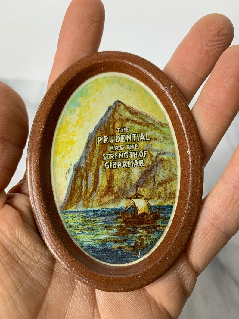Antique Advertising Tip Tray Prudential Insurance Rock of Gibraltar