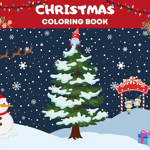 Printable Christmas Coloring Book | Kid-Friendly Adorable Coloring Book - 20 pages Simple and Fun Activity Aesthetic Coloring Pages
